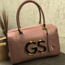 Women's GS Premium Trunk Bag, Premium Line, Large And Resistant Bag, Structured Bag, Travel, Quick Trips, Maternity Bag, Gym Bag, Crafted In Synthetic PU, Solid And Vivid Color, GS Metal With Gold Details, Internal Satin Lining, Internal Pocket, Larger Smooth Handle. Gaby Show - 玫瑰金 - 查看 2
