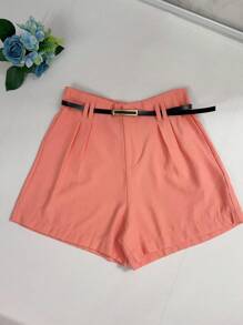 Marrant Shorts With Belt And Pocket High Waist - 珊瑚 - 查看 1