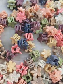 Mixed Color Mini Cute Flower Hair Clips,Perfect For Daily Use Home Bathroom Decor Summer - Multicolor - View 5