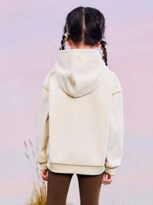 mini bala Boys' And Girls' Versatile Long-Sleeve Hooded Sweater 2024 Winter New Collection - Khaki - View 3