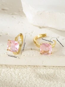 1 cặp hoa tai tròn hình học Cubic Zirconia thanh lịch dành cho nữ, thiết kế tinh tế & quà tặng thẩm mỹ cho ngày hẹn hò - Nhiều màu - Xem 2