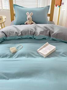 Juego de ropa de cama de 4 piezas (1 funda nórdica + 1 sábana + 2 fundas de almohada) con estampado, envoltura de 360°, sin agentes fluorescentes, transpirable, absorbe la humedad, suave, resistente a la decoloración, antibacteriano, grueso y cálido, adecuado para dormitorio, habitación de invitados, dormitorio, toda la familia, todas las estaciones