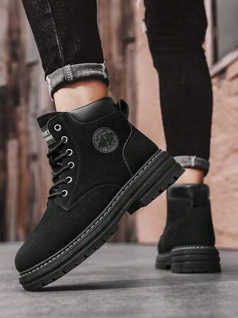 2025 New Arrival Seasonal Popular Event Men High Top Leather Combat Boots Big Sizes Boots Motorcycle Boots Fashion Boots Work Boots Outdoor Casual High Top Leather Shoes, Versatile Business Casual Boots, British Style High Top Boots