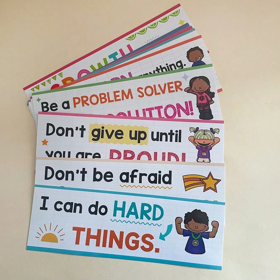 Lachilly 16PCS Growth Mindset Poster Kids English Early Educational Learning Tool Children Preschool Inspirational Quotes Positive Affirmations To Encourage Learning Boost Confidence Develop A Growth Mindset Poster Perfect Classroom Or Home Decor