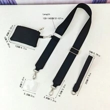 4 件装肩带零钱包带手机卡包配件带带手机吊坠手机带带拉链袋，手机夹和便携带，斜挎手机绳带拉链钱包袋，手机带斜挎包，户外完美伴侣，男女皆宜（1 为不可拆卸款，金属部件颜色随机） - 黑色 - 查看 3