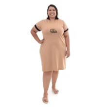 Women's Plus Size Short Hibernating Teddy Bear Dress - 米色 - 查看 1