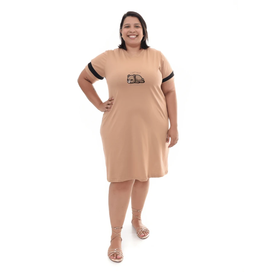 Women's Plus Size Short Hibernating Teddy Bear Dress - 米色 - 查看 1
