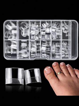 240pc Soft Gel X Toe Nail Tips Short Fake Toenail Tips Square Fake Toe Nail Tips For Toes Press On Toenails 12 Sizes French Artificial Toe Tips Acrylic Nails