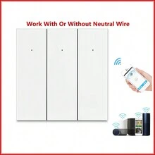 qaroota Interrupteur intelligent Tuya à bouton-poussoir, contrôleur 1/2/3 canaux, interrupteurs WiFi sans fil neutre, compatible avec Alexa, application Maison et Vie intelligente - Multicolore - Voir 16