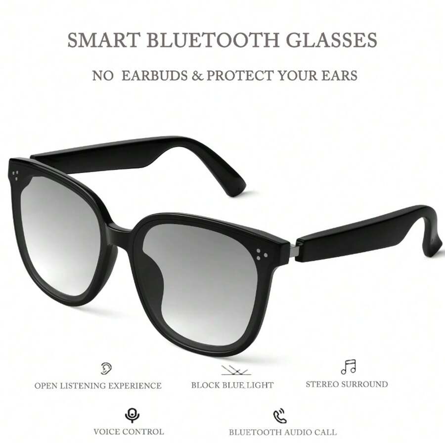 1 cặp kính thông minh tích hợp tai nghe Bluetooth không dây, cuộc gọi HD, chất lượng âm thanh HI-FI, loa đeo mắt, nghe nhạc, đàm thoại, thích hợp cho các hoạt động ngoài trời hàng ngày, lái xe giải trí, câu cá.