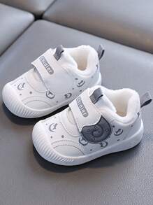 Zapatos deportivos encantadores y de moda, de suela suave y antideslizante, forrados de terciopelo, cálidos y aptos para niños y niñas de 6 meses a 3 años, para uso en interiores/exteriores en invierno. Zapatos casuales para caminar con cierre de gancho y bucle ancho, fácil de poner y quitar.