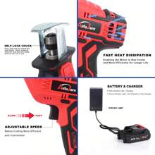 24V Cordless Reciprocating Saw Electric Saber Saw +2 Battery &Charger +8 Blades,Garden Tools