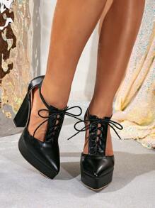 KENT WONG Women Heels Shoes Black Shoes Heels Elegant Shoes Closed Toe Shoes Comfortable Heels Cucoo Platform Heels Dress Heels Holiday Shoes Chunky Shoes Pointed Heels Elegant Shoes Fashion New Party Heels On