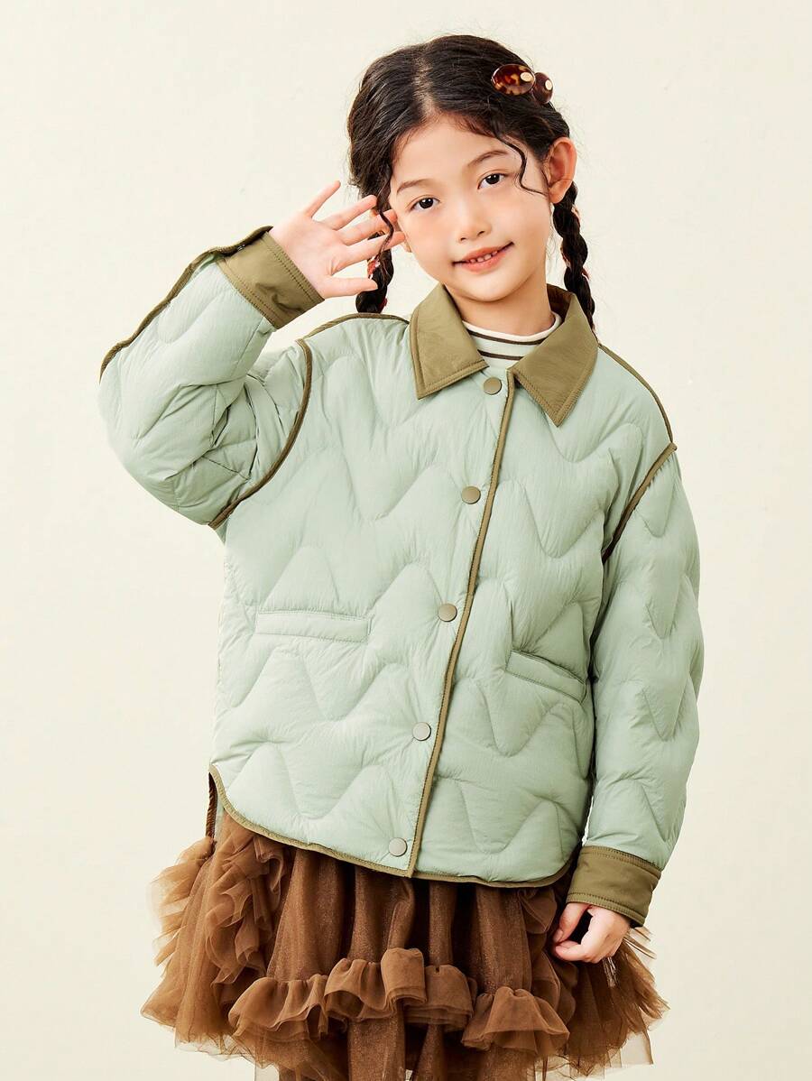 mini bala Thick Windproof Hooded Down Jacket For Boys, Girls, And Families Winter Collection - Green - View 1
