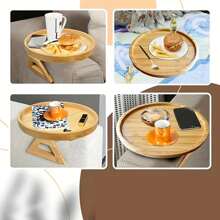 1pc Home Foldable Sofa Arm Tray, Wooden Round Plate Tray For Afternoon Tea, Storage Tray, Sofa Arm Tray, Sofa Arm Table Clip, Sofa Armrest Tray Table, Small Space Portable Table, Christmas Earring Organizer, Storage Organizer, Jewelry Box Big, Makeup Organizer, Organizer, Makeup Organizer, Bag Display, Shelf Storage, Acrylic Shelves, Bag Organizer, Boho Vibes,For Holiday Beach, Bathroom Collection, Bedroom Collection, Large Capacity