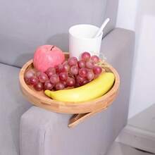 1pc Home Foldable Sofa Arm Tray, Wooden Round Plate Tray For Afternoon Tea, Storage Tray, Sofa Arm Tray, Sofa Arm Table Clip, Sofa Armrest Tray Table, Small Space Portable Table, Christmas Earring Organizer, Storage Organizer, Jewelry Box Big, Makeup Organizer, Organizer, Makeup Organizer, Bag Display, Shelf Storage, Acrylic Shelves, Bag Organizer, Boho Vibes,For Holiday Beach, Bathroom Collection, Bedroom Collection, Large Capacity