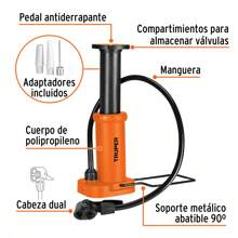 Bomba Para Inflar Balones Llantas De Pedal Truper 101667 - Naranja - Ver 4