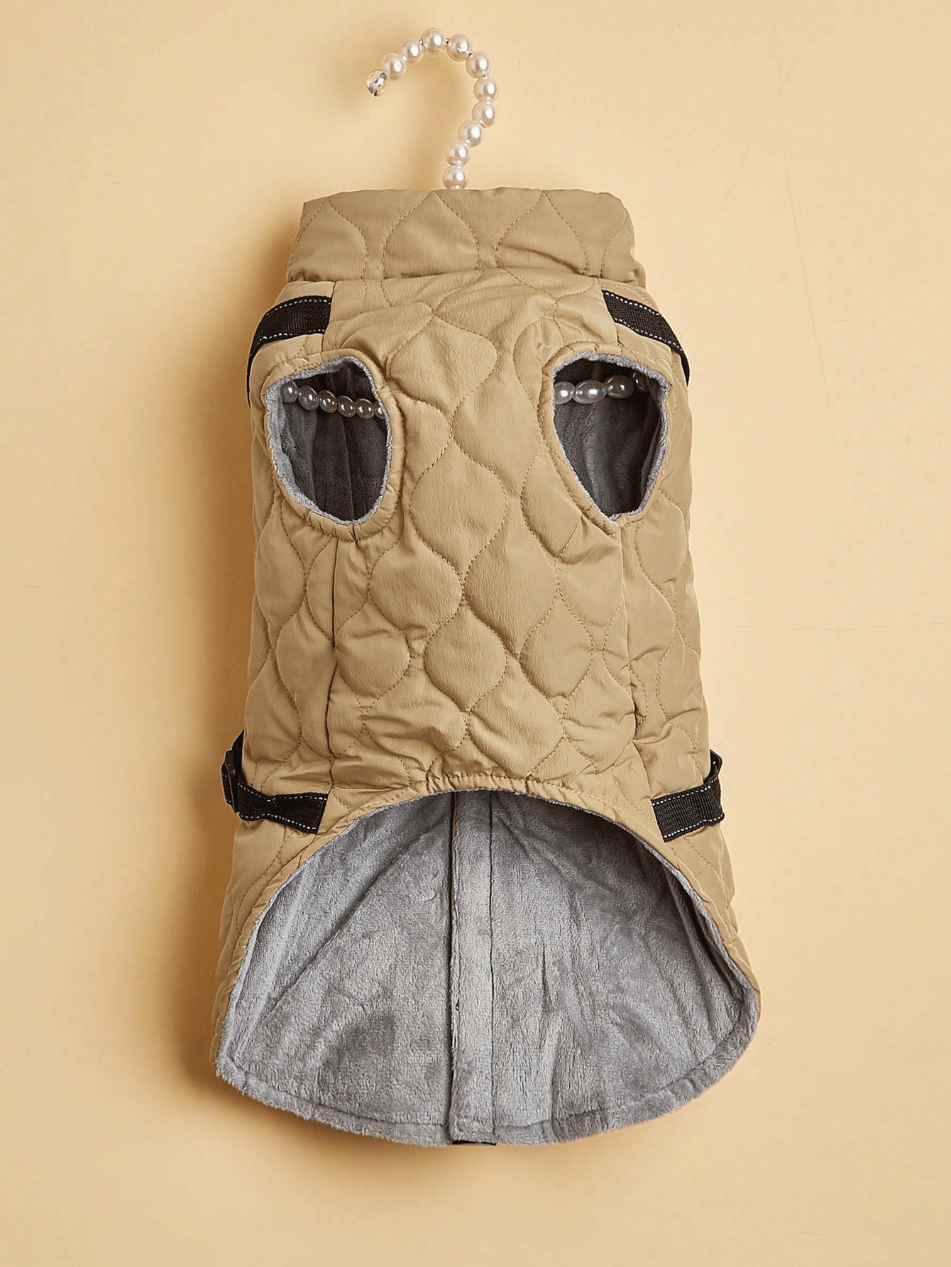 1 pieza Chaleco y arnés para mascotas, traje reflectante de dos patas para otoño e invierno - Caqui - Añade 4