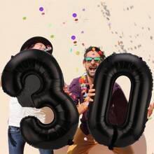 40 inch zwarte Jumbo digitale folieballon voor verjaardags- en feestdecoratie, verjaardagsbenodigdheden (cijfers 0-9), Kerstmis