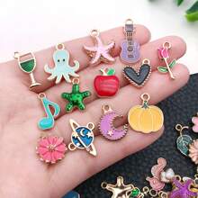 20/50/200pcs Mixed 10 Colors Fashion Enamel Assorted Charm Bulk Flower Heart Shape Gold-Plated Pendant For DIY Bracelets Necklaces Earrings Pendants Jewelry Making Accessories - trộn - Xem 6