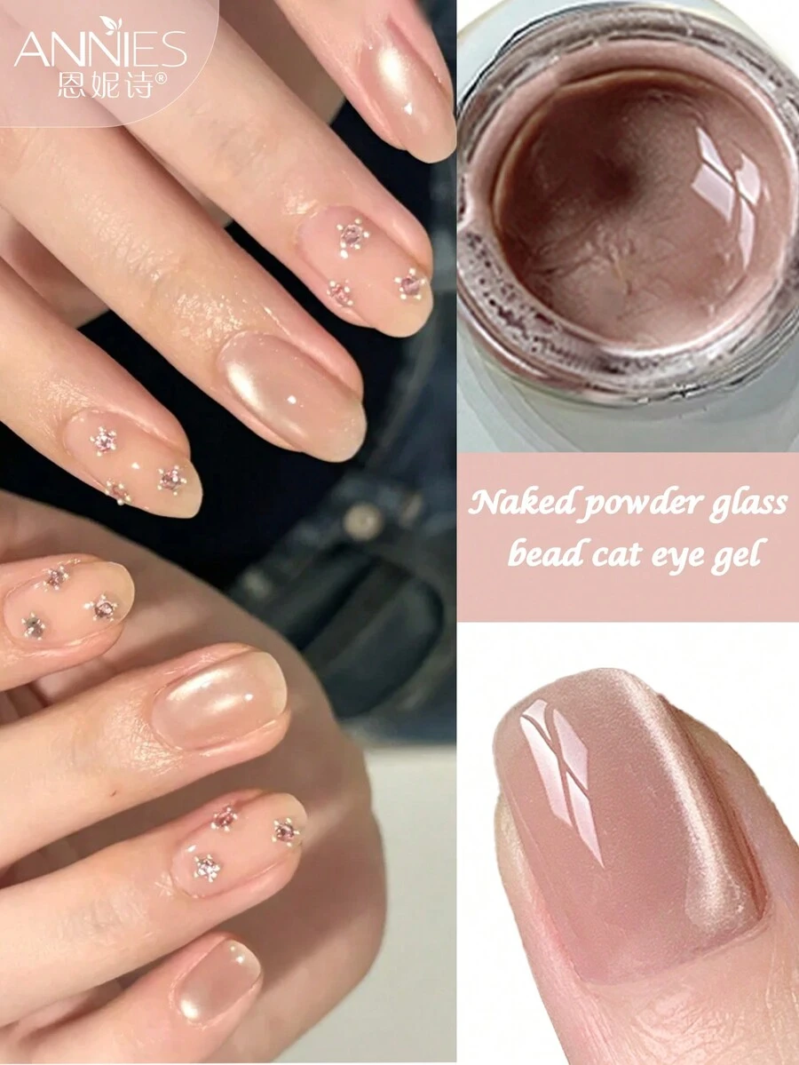 Sơn móng tay dạng gel Ennis Sparkling Nude Glassy Cat Eye, 12g Sơn móng tay dạng gel UV LED phản quang trong suốt, sơn móng tay lấp lánh Holographic, dùng cho đèn UV, móng tay Giáng sinh - Hồng - Xem 1