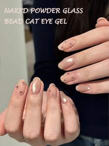 Sơn móng tay dạng gel Ennis Sparkling Nude Glassy Cat Eye, 12g Sơn móng tay dạng gel UV LED phản quang trong suốt, sơn móng tay lấp lánh Holographic, dùng cho đèn UV, móng tay Giáng sinh - Hồng - Xem 2
