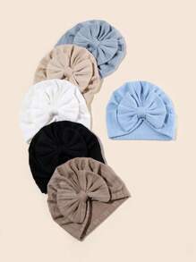 8 件新生儿小麦图案提花帽子，4 季 0-6 个月婴儿蝴蝶结头巾帽，摄影道具 - 彩色 - 查看 3