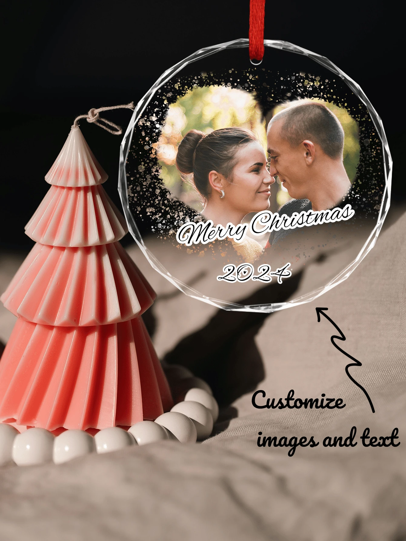 1 Personnalisé Acrylique Pendentif Arbre de Noël avec Photo cœur au Centre, Décoration de Noël Acrylique Personnalisée, Décoration de Noël Personnalisée, Artisanat Suspendu Photo Personnalisée, Parfait pour les Décorations de Maison, Fêtes, Arbres et Voitures et Noël, Un Cadeau Unique pour la Famille ou les Amis.