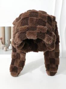 1 件女士独特设计师可爱兔耳菱形渐变蓬松帽，仿皮草帽，针织帽，时尚百搭大头围讨人喜欢的无檐小帽，秋冬 - A - 查看 13