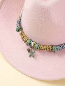 1pc Starfish Boho Vintage Solid Color Polyester Felt Hat, Soft Fedora, Jazz Hat, Western Cowboy Hats, Versatile For Women, Autumn/Winter - Top Hat - View 10