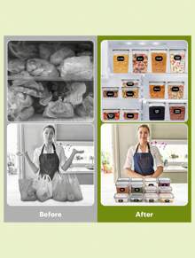 VOOVA 24pcs Airtight Food Storage Containers With Lids For Kitchen Pantry Organization And Storage - Leakproof  Plastic Kitchen Canisters Set For Cereal, Pasta, Flour, Sugar - 黑與白 - 查看 3