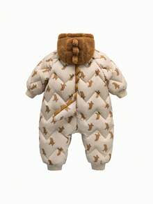 mini bala 男孩和女孩的可爱高腰保暖羽绒连体裤 - 白卡色 - 查看 5