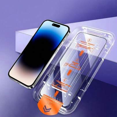 兼容 12/13/14/15/16/17 和 13 Pro 6.1 英寸钢化玻璃屏幕保护膜，自动除尘，无气泡，高清透亮，安装简便