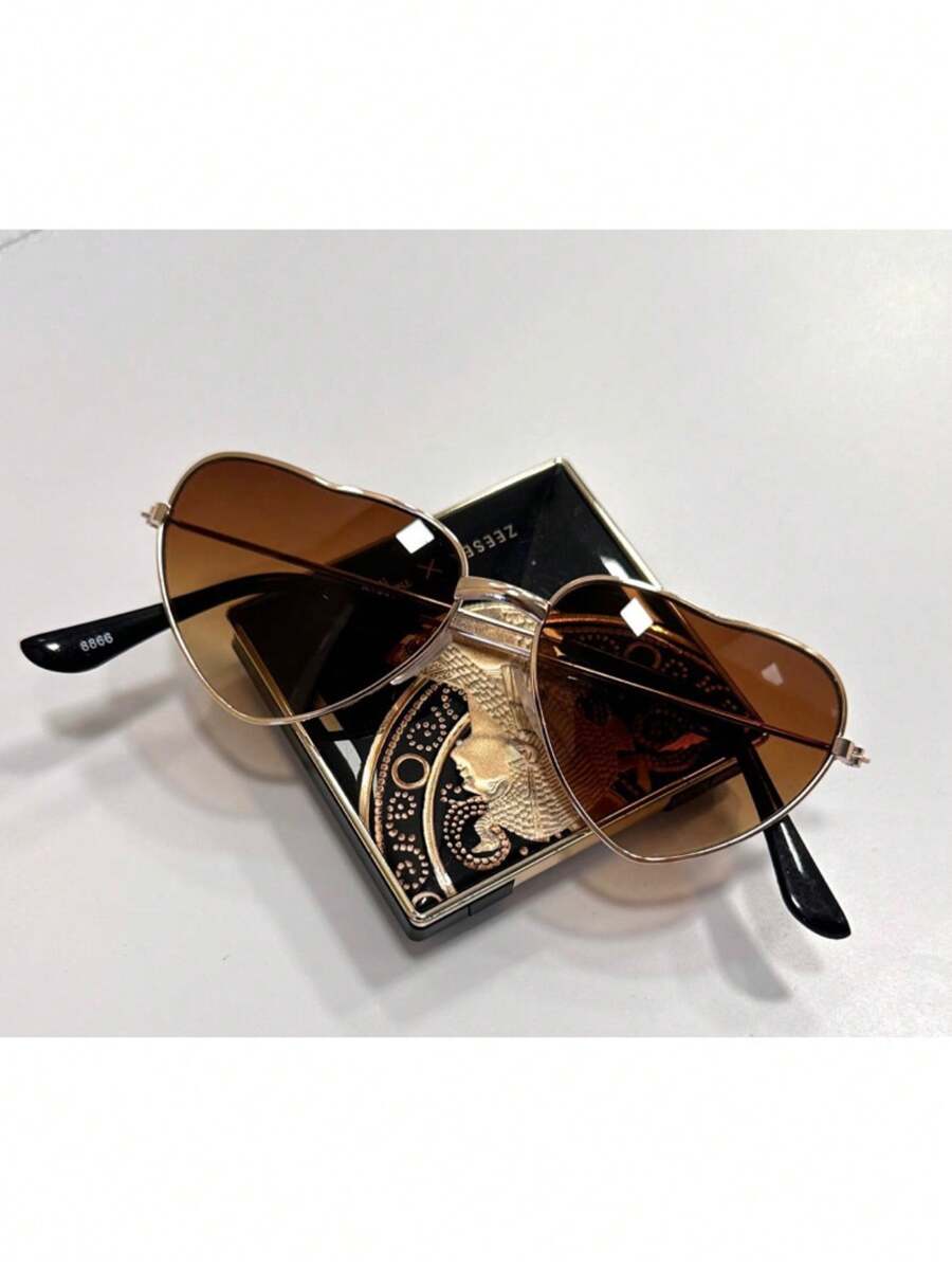 Heart Shaped Sunglasses, Girl And Child Small Sunglasses - màu nâu - Xem 1