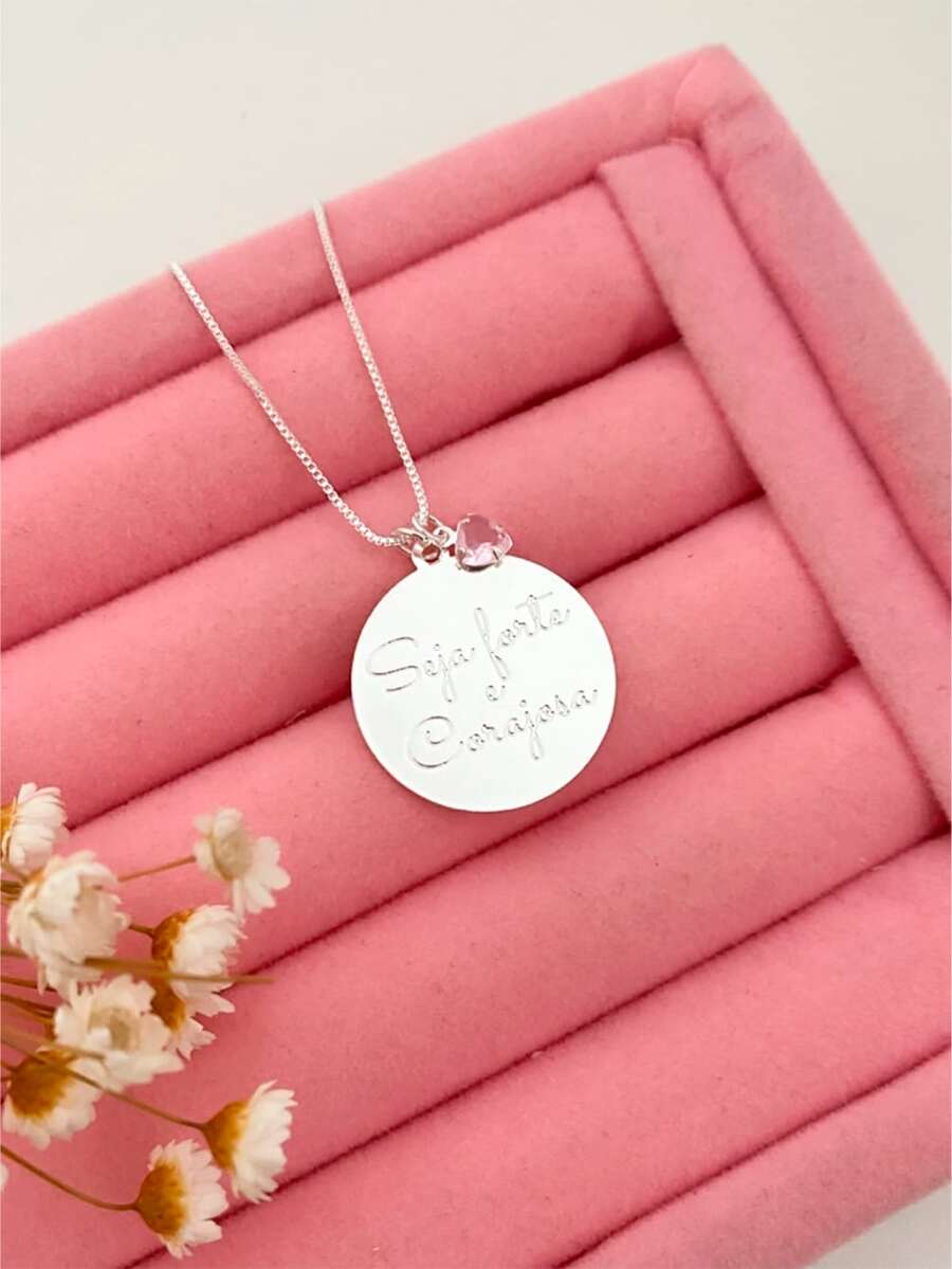 Be Strong And Courageous Necklace 925 Silver Plated - Bạc - Xem 1