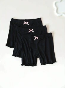 3 Stück Kinder Basic Spitzen Trim Schleife Weiße Dünne Shorts, Sicherer Stil