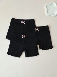 3 Stück Kinder Basic Spitzen Trim Schleife Weiße Dünne Shorts, Sicherer Stil