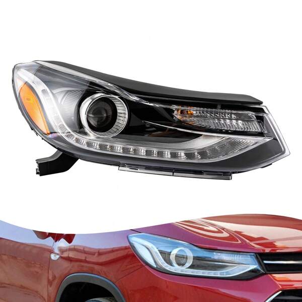 Rainaut Fits 2017-2022 Chevy Trax LED Headlight Assembly Replacement,12V Halogen Projector Lamp Passenger And Driver Side Vehicle Light Replacement Assembly,OEM:GM2502450 (Right)