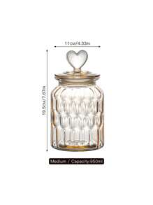 1 个玻璃密封罐，创意心形储物罐，琥珀色零食/糖果罐带盖，适合家庭使用。 - 棕色 - 查看 12