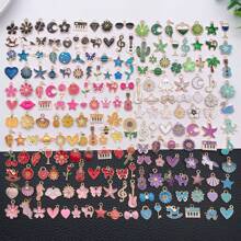 20/50/200pcs Mixed 10 Colors Fashion Enamel Assorted Charm Bulk Flower Heart Shape Gold-Plated Pendant For DIY Bracelets Necklaces Earrings Pendants Jewelry Making Accessories - trộn - Xem 30