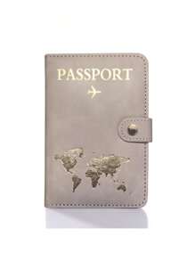 多卡位 PU 护照夹 - 按扣闭合，仿皮衬里，飞机图案护照夹，极简主义旅行配件 - 方便的文件存储和旅行用品，节日用品旅行用品旅行组织者旅行用品旅行钱包护照夹护照钱包海滩度假包夏季圣诞假期 - 彩色 - 查看 17