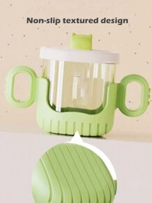 1pc Yellow Crocodile Design Baby Sippy Cup With Rounded Handle, Clear Scale And Silicone Straw - Yellow - View 9