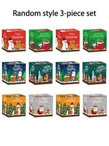 Bộ 3 hộp quà đêm Giáng sinh, hộp quà tặng bằng bìa cứng có khóa đựng tương thích với táo, kẹo, đồ ăn nhẹ, quà tặng dự tiệc - Nhiều màu - Xem 11
