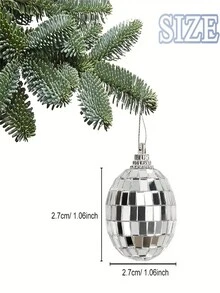 12 Quả bóng phản quang gương Disco màu bạc Quả bóng phản quang gương treo phù hợp cho trang trí tiệc cưới cây thông Noel - A - Xem 2