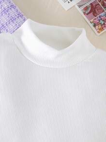 3 pièces Ensemble veste à manches longues, Top à manches longues et jupe plissée avec imprimé style uniforme scolaire élégant pour jeune fille, printemps/automne