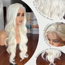 13x4 Lace Front Wigs Blonde Lace Frontal Wig 613 HD Lace Body Wave Pre Plucked Tiny Knots 26 Inch  Long Wavy Synthetic Lace Wig - Tóc vàng bạch kim - Xem 2
