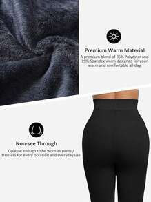 1件装女士冬季保暖加厚紧身裤，舒适保暖 - 黑色 - 查看 3