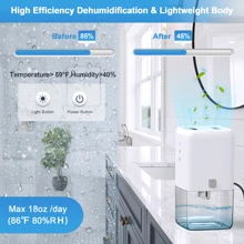 BALASHOV Home Dehumidifier, Small Bedroom Dehumidifier, Water Full Auto Shutoff Function, 7 Color Led Light, Portable Home Dehumidifier, Suitable For Small Places Basement, Bathroom, Closet, Rv, Etc., Great Holiday Gift