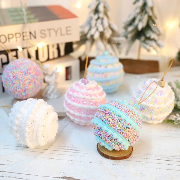 3/6 Stück Weihnachtsdekorationen, mehrfarbige Weihnachtsbaum Dekorationen, bunte Weihnachtskugel Ornamente - Weihnachtskugel Dekorationen, Partyaccessoires für Weihnachtsbaum, hängende Weihnachtsbaum Dekorationen