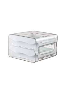 1 pieza Bandeja refrigeradora para huevos de 2 capas de gran capacidad, recipiente de almacenamiento de huevos con cajón de plástico transparente, organizador apilable para huevos que se adapta a la bandeja de huevos del refrigerador de la cocina